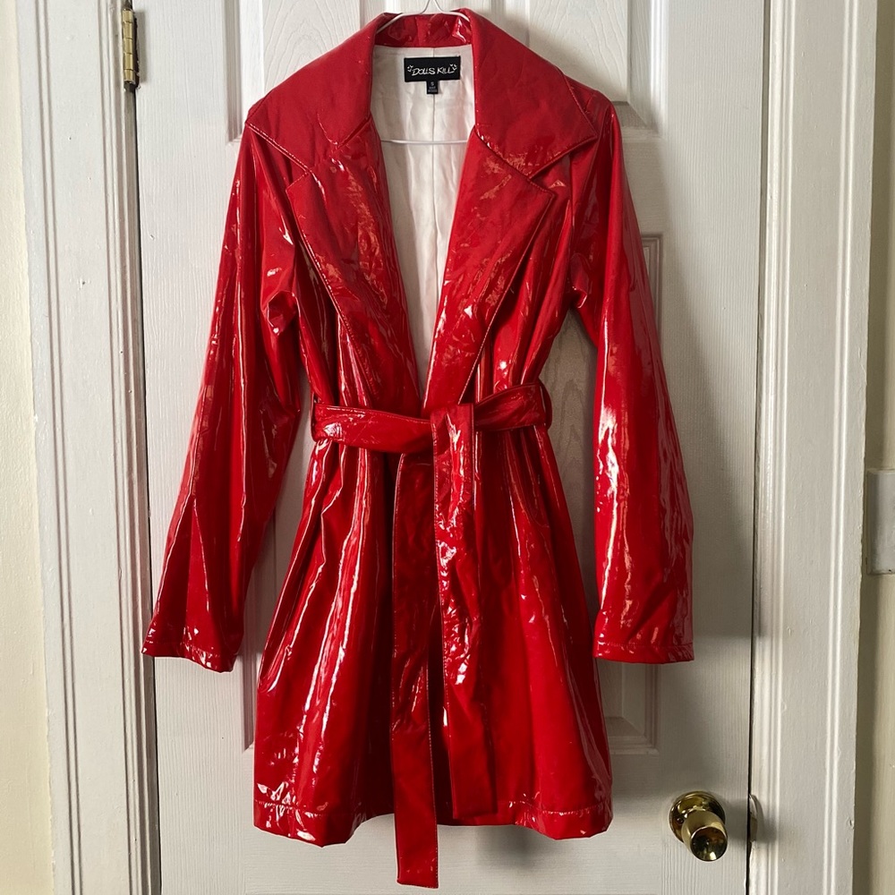 Doll’s Kill Cherry Red Shiny Trench